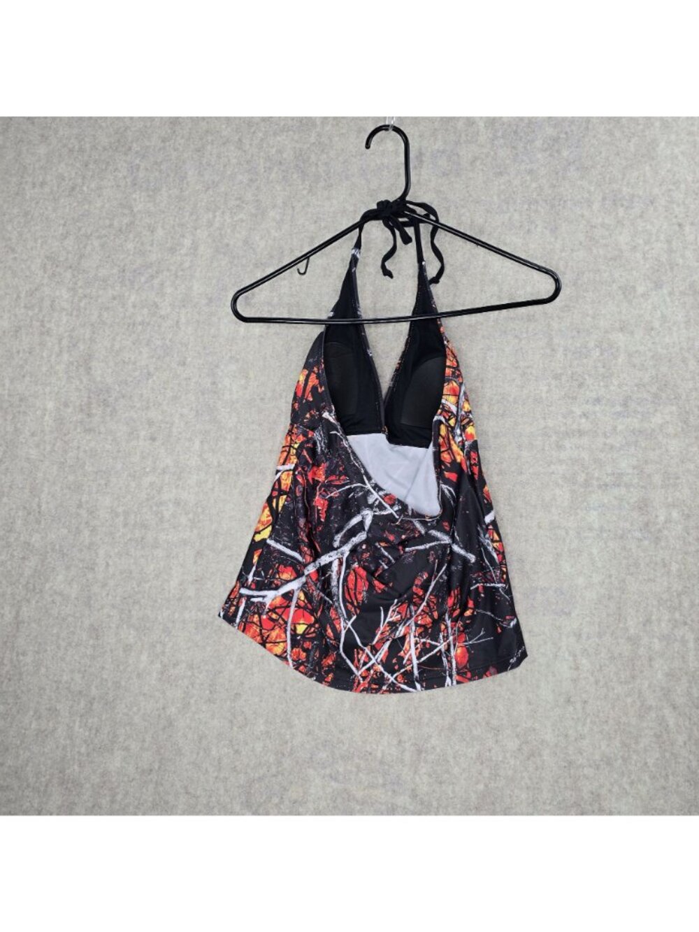 Moon Shine Camo Women Halter Tankini Top Black/Orange M Polyester Blend Swimwear - Picture 2 of 6
